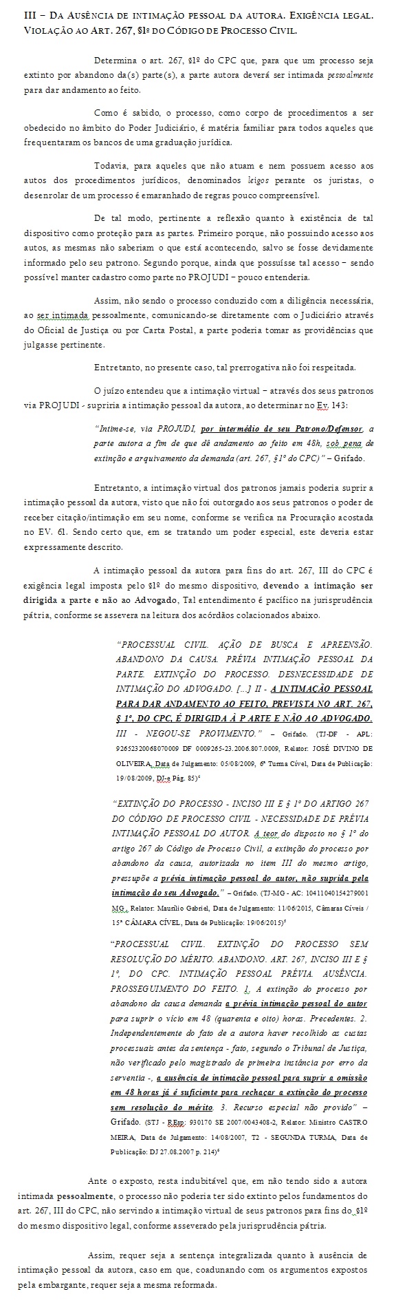 Ausência de intimação da parte autora
